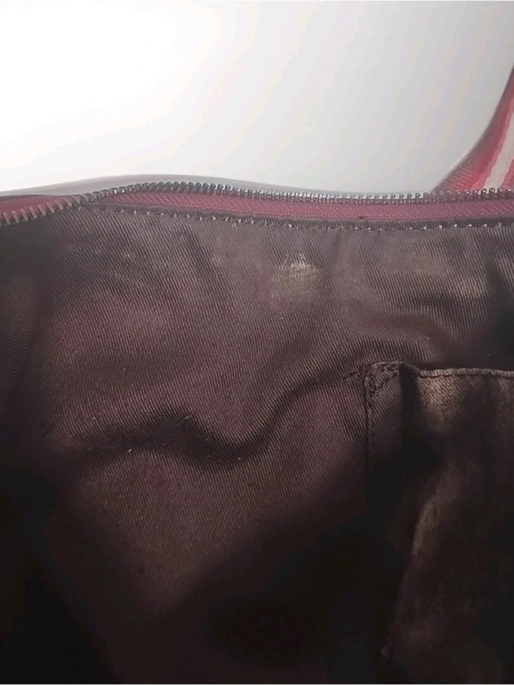 Gucci Beige GG Canvas Crossbody Bag with Burgundy Trim and Striped Strap - Picture 11 of 15